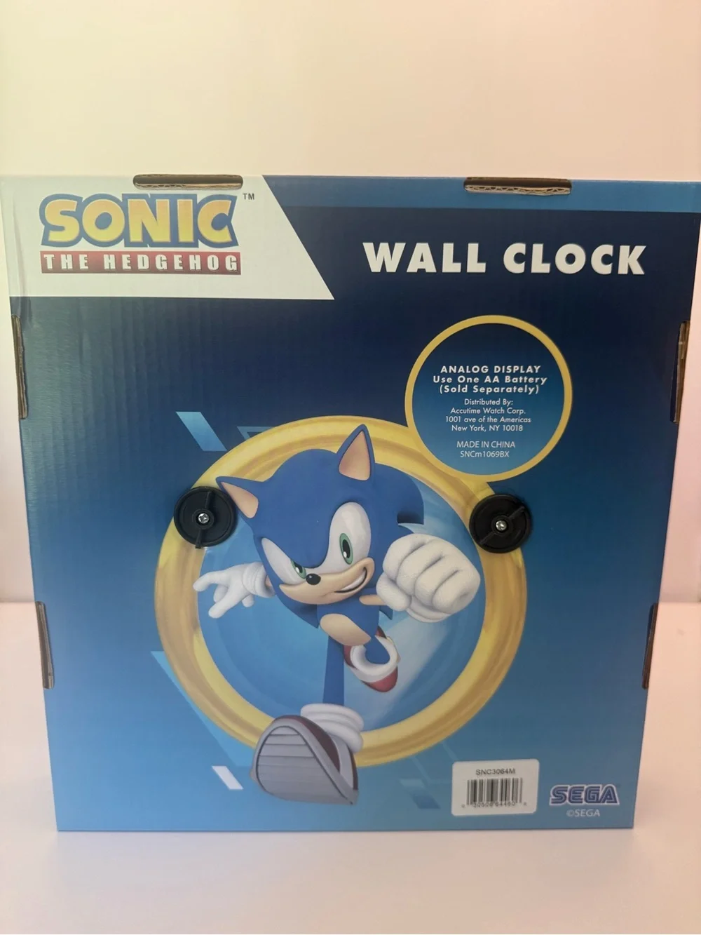 NIB Sonic The Hedgehog wall clock battery operated blue black